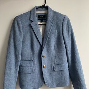 J Crew Wool School Boy Blazer Blue Herringbone
